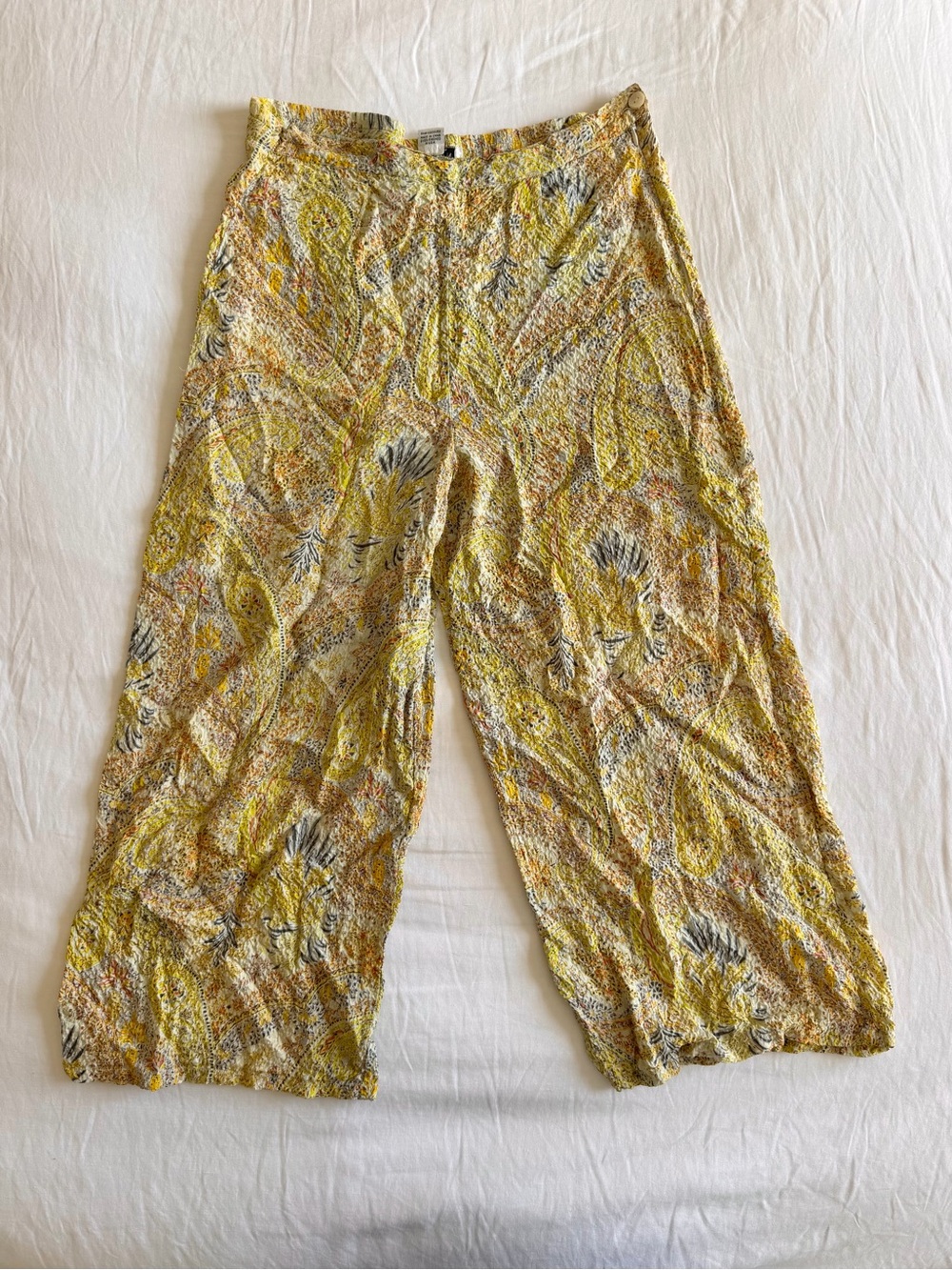 Citron 100% Silk Yellow Floral Pants - Picture 3 of 11